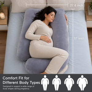 Oreiller de grossesse Koncen pour tout le corps, forme semi-circulaire, housse amovible et lavable, soutient le dos, les hanches et les jambes pour les femmes enceintes - Product Image 3
