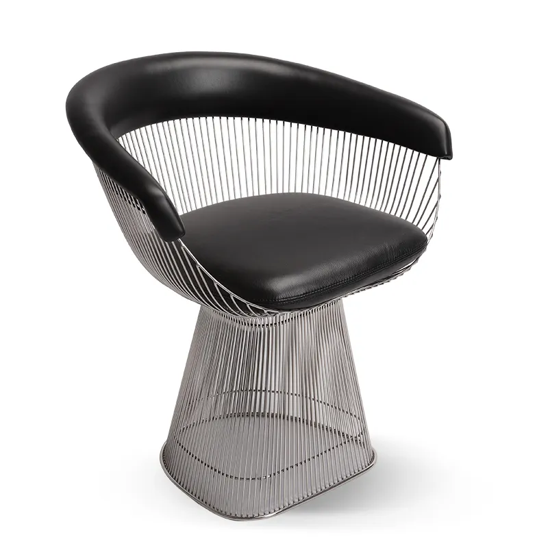 Fauteuil de loisirs en cuir souple artificiel français Fauteuil à cadre en acier S.