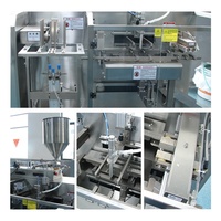 Machine de remplissage et de scellage horizontale à quatre postes pour sachets préformés de liquides (détergent lessive, savon), 50ml-1000ml, avec fonction d'emballage