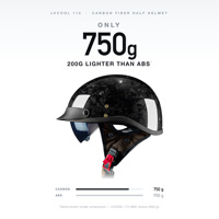 Casque de moto demi-face en fibre de carbone 12K 3K, motif forgé, 13 motifs carbone, M-XXL, 750g, casque de moto ouvert, casque de moto pour homme