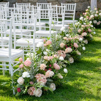 Rangkaian Bunga Lantai Mawar Pink Champagne Buatan GNW, Hydrangea, Eucalyptus untuk Dekorasi Pernikahan, Lorong, dan Jalan Setapak, Bunga Sutra