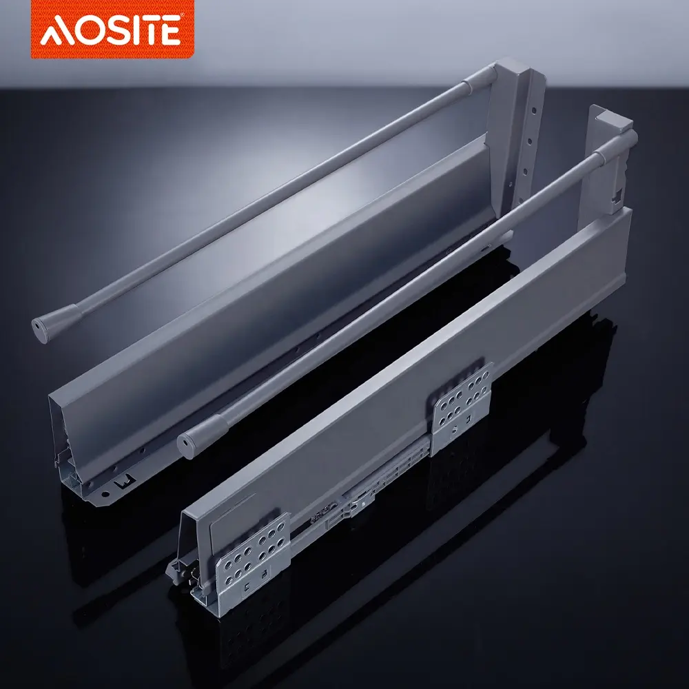 AOSITE引き出しメタルボックスシステムスライド式引き出しレール丸棒デザインソフトクローズドロースライド