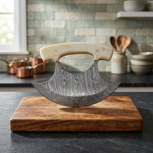 Cuchillo Ulu de Acero al Carbono Hecho a Mano, Cuchillo para Picar con Funda de Cuero Ecológica, Mango de Madera, Tamaño Personalizado, Uso en la Cocina, Duradero - Product Image 2