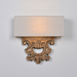 New Design Antique Wood <strong>Rustic</strong> Fabric Wall <strong>Lamp</strong> for Villa Bedroom Home Decoration Side <strong>Bed</strong> Wall Light Energy Saving Touch - Product Image 2