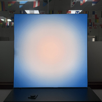 Lampe murale artistique intelligente en aluminium et acrylique à dégradé, effet coucher de soleil et lever de soleil, avec bouton de réglage et variateur d'intensité via application, design Art Déco