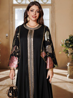 2025 nouveauté Abaya femmes Patchwork fleur manches Sequin femmes musulmanes Robe broderie EID Abayas Robe Femme