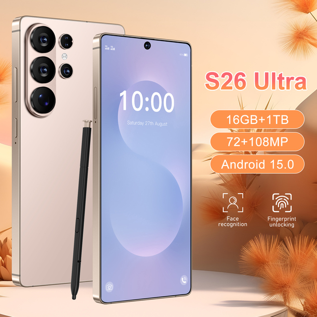 S26 Ultra 7.3 Inch High Quality HD Full Screen 5G Smartphone 16GB+1TB Storage Face Unlock Charge Spanish Operating