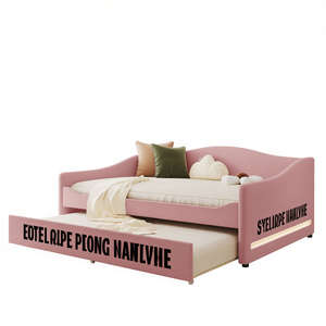 Sofá Cama Tapizado de Terciopelo Tamaño Completo, Color Rosa, con Cama Nido, Diseño Moderno, Muebles para Dormitorio - Product Image 1