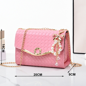 Fashion Custom Mini Girl Crossbody Solid Color Luxury Bags Women <b>Handbags</b> With Pearl Pendent - Product Image 2