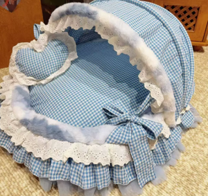 Tente de lit pour animaux de compagnie en dentelle, style princesse, maison pour chien et chat, douce, chaude, confortable, pliable, portable, nid de sommeil pour animaux de compagnie d'intérieur, coussin - Product Image 2