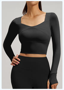 Camiseta Deportiva Ligera para Mujer, Resistente a los Rayos UV, Elástica en 4 Direcciones, Ecológica, Cuello en V, Manga Larga, Sin Costuras, Primavera - Product Image 3