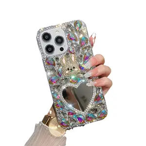 Luxury Shell Covers Rhinestone Rabbit Bunny Mobile Phone Case for iPhone 15 Samsung A13 A14 A25 A34 A54