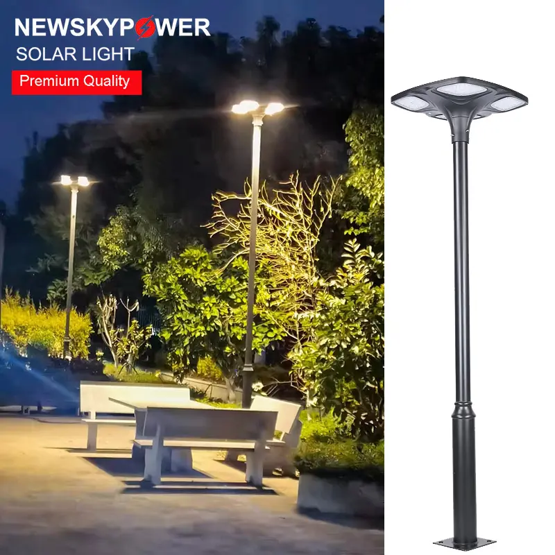 Più recente di grandi dimensioni UFO Design Pole montate superiore apparecchi di illuminazione solare lampione per il giardino