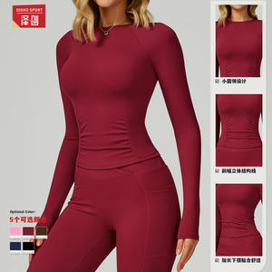 Disko Sport Nude Feel Yoga Top col rond à manches longues coupe ajustée haute élasticité vêtements de sport pour femmes ECX2030 - Product Image 2