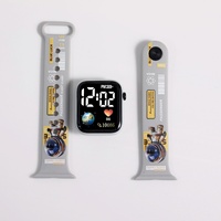 Montre numérique LED électronique pour enfants, personnalisable avec logo, tendance 2025, luxe, sport, bracelet imprimé dessin animé, matériau plastique