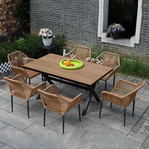 Meubles de jardin en rotin chaise en rotin d'extérieur en osier table à manger escamotable ensembles de meubles de patio