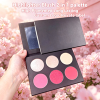 Palette de fard à joues 6 couleurs personnalisable avec logo, maquillage mat, poudre illuminatrice, marque privée, palette de fard à joues pressé DIY