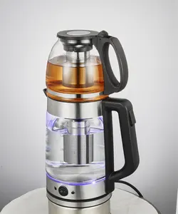 Elektrikli cam LED su ısıtıcısı zarif tasarım mutfak sıcak satış sıcak tutmak 2 IN 1 çay makinesi