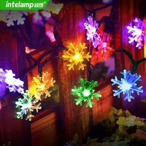 intelamp Outdoor 200LED Snowflake Solar Powered Light Outdoor Solar String Lights for Garden