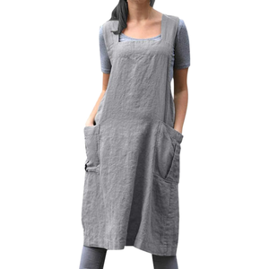 Bán Buôn Không Tay Chéo Thiết Kế Cotton Linen Tạp Dề Với Túi Cho Phụ Nữ <span class=keywords><strong>S</strong></span> Nhà Bếp Làm Việc - Product Image 1