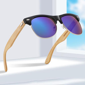 Gafas de Sol con Media Montura con Diseño de Madera, Lentes de PC con Protección UV400, Ligeras, Unisex, para Protección Solar, Conducir, Pescar y Actividades al Aire Libre - Product Image 3