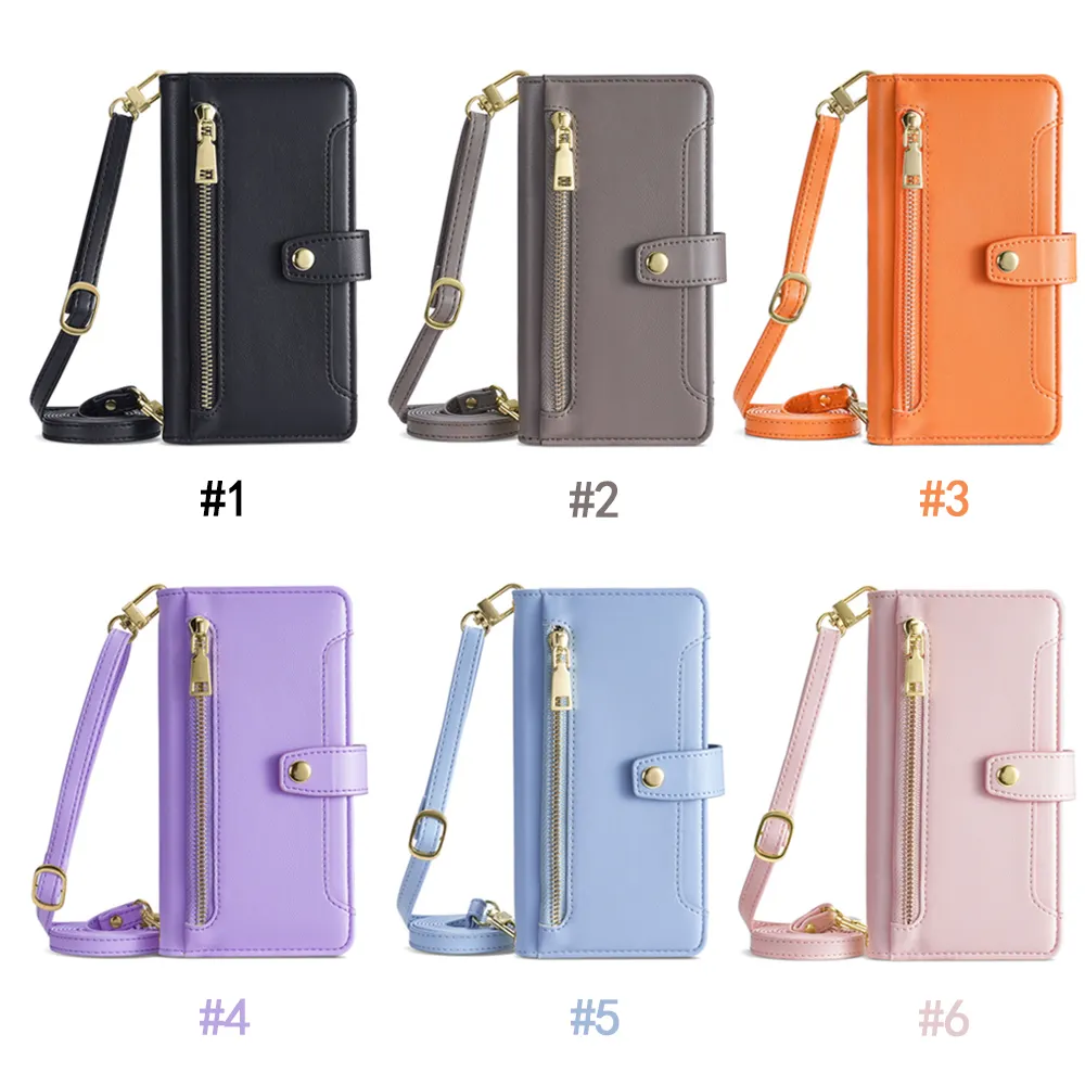 New 2023 Luxury Pu Leather Crossbody phone Case with Wallet Mobile Phone bags Cases for Apple iphone 14 Pro Max 13 12 11