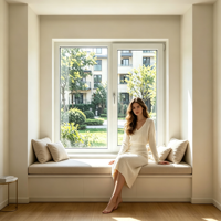 Fenêtre à battant inclinable en PVC avec verrou de sécurité pour enfant, idéale pour petite maison familiale, résistante aux intempéries et aux UV