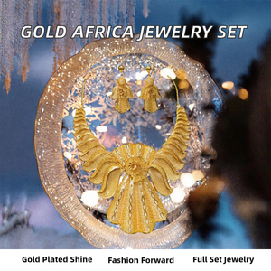 Ensemble collier et boucles <span class=keywords><strong>d</strong></span>'oreilles en laiton plaqué or 10 carats Golden Star Jewelry pour femmes, idéal pour les fiançailles, les fêtes et les mariages - Product Image 2