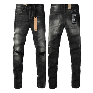 Jeans de Diseñador para Hombre, Marca Original, Tejidos Elásticos, Color <span class=keywords><strong>Oscuro</strong></span> Desgastado, Denim Desgarrado, Lavado a la <span class=keywords><strong>Piedra</strong></span>, Estilo Urbano de Verano - Product Image 2