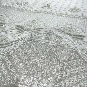 Goergette Full Heavy <b>Beaded</b> Lace Fabric Handwork Embroidered Woven Georgette Plain Style Waterproof Wedding Accessories - Product Image 4