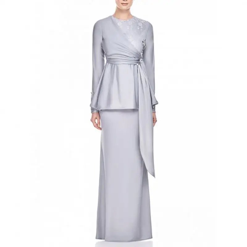 Комплект женский из 2 предметов, Кружевная туника и юбка в стиле пэчворк с вышивкой, Исламская одежда с принтом Baju Kurung