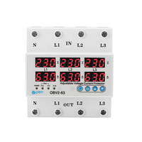 Protecteur de relais de courant de tension triphasé 63A 100A 63A 60A 220V 3P limiteur de courant de relais de sous-tension réglable protéger