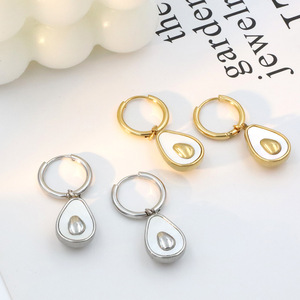 Avocado Shape Huggie Earrings <b>Titanium</b> Steel Gold And Silver Color For Women Gift Jewelry Fashion <b>Stud</b> Earrings - Product Image 1