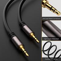 3,5mm Audio Hi-Fi estéreo macho Cable macho enchufe chapado en oro negro PVC REPRODUCTOR DE DVD Radio estéreo Altavoz Conector