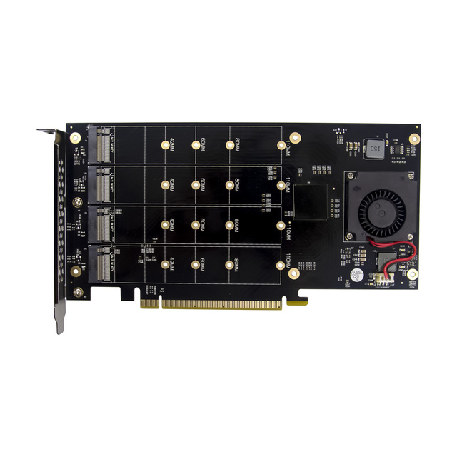Meo PCIe 3.0 X16 PLX8747 4-Port M.2 NVMe SSD Adapter Expansion Card Quad Win10/Linux 32G/bps Stock