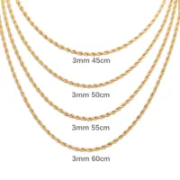 Necklace 3mm Wholesale Twisted 14k Gold Plated Franco Figaro Oro Laminado Link Chain Necklace Filled Cable Rope Chain
