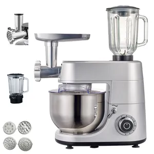 Stand Mixer Bowl with Meat Grinder 1.2L Blender and 6.0L Stainless Steel 1500W 3 in 1 Electric Plastic Food Processor Household