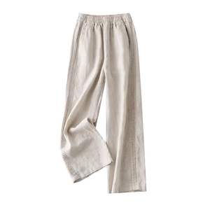 <span class=keywords><strong>Pantaloni</strong></span> Larghi a Vita Media in Cotone e <span class=keywords><strong>Lino</strong></span> Giapponese Blu per <span class=keywords><strong>Donna</strong></span>, Traspiranti e Casual per la Primavera - Product Image 5