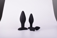 Ensemble de trois plugs anaux coniques en silicone noir, étanche, écologique, jouet sexuel pour adultes pour la masturbation sans effets secondaires