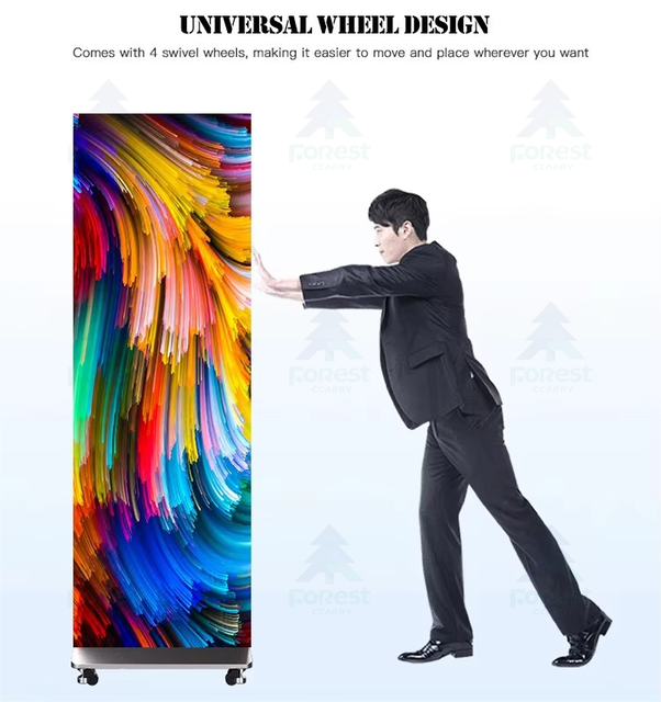 Customized Indoor P2.5 LED Display Screen 640x1920mm Dimensions Movable Video Wall for Poster Display