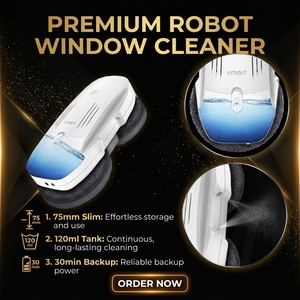 Robot nettoyeur Indow à forte aspiration, planification <span class=keywords><strong>automatique</strong></span> du trajet, <span class=keywords><strong>lave</strong></span>-vitres, double disque de nettoyage, contrôle <span class=keywords><strong>sans</strong></span> <span class=keywords><strong>fil</strong></span>, adsorption d'urgence - Product Image 1