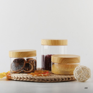 <span class=keywords><strong>Pot</strong></span> en plastique transparent <span class=keywords><strong>de</strong></span> 100 ml/200 ml/300 ml/500 ml avec couvercles en bois à vis, conteneur vide pour crème visage, poudre, maquillage - Product Image 6