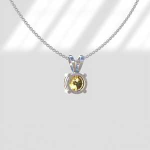 Solitaire Pendant 1CT to 4CT Round Fancy Yellow Lab Grown Diamond Pendant Yellow Moissanite Pendant Bunny Ear Bale Wedding G - Product Image 3