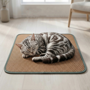 Haustier-Kühlmatte & Katzenbett Gewebtes Rechteckiges Design Atmungsaktive Abnehmbare & Waschbare Rattan-Matte für Katzenkäfig Ganzjährig Nutzbar - Product Image 1