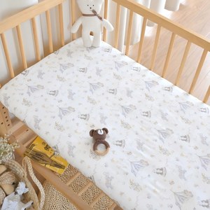 Drap-housse personnalisé pour lit bébé 70% bambou 30% coton mousseline ultra-respirant léger élastique antidérapant adapté aux nouveau-nés - Product Image 3