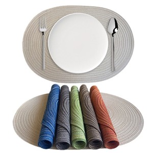 Set de <span class=keywords><strong>table</strong></span> ovale en polyester/coton tissé naturel, réutilisable, écologique, pour la maison, <span class=keywords><strong>protection</strong></span> de <span class=keywords><strong>table</strong></span> à manger - Product Image 1