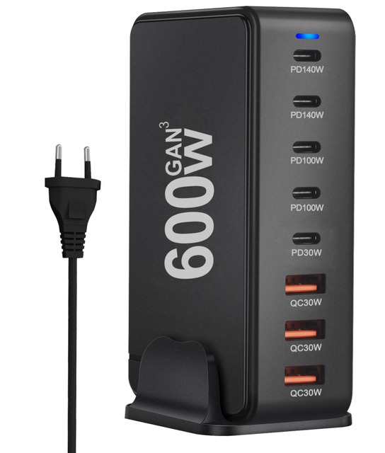 600W/440W/240W GaN USB C Charger 8 Ports PD 3.1 Type C Fast Charging 100W Power Station Phone Tablet Desktop Charger