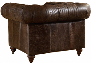 Sillón de Madera Tapizado en Cuero, Construcción Duradera, Acolchado Confortable, Diseño Clásico Atemporal para Sala de Estar - Product Image 2