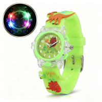 Reloj Infantil con Correa de PVC Luminosa y Brillante, Diseño de Dinosaurio 3D, Ideal para Regalo de Cumpleaños