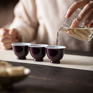 Grape Purple Hand Painted Double Line Porcelain <b>Teacup</b> Round Shape Without Lid Kung Fu Tea Tasting Cup Personal Use - Product Image 5